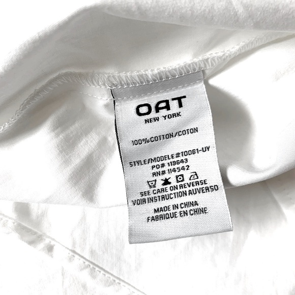 OAT New York White 100% Cotton Long Sleeve Shirt Women Medium NWT - Picture 8 of 9